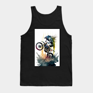 Monster Riding Dirt Bike Paint Splash Style Tank Top